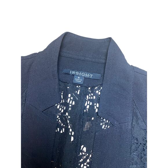 Insight Black Lace Blazer - Rose Button Detail - Size 6 - Picture 8 of 11